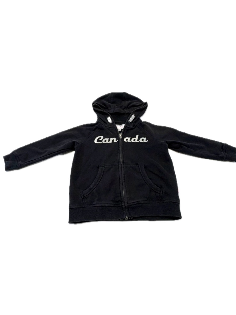 Canadiana-Kids Black Hooded Sweatshirt with Sleeve Patch -Size 3T